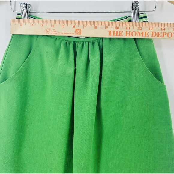 VTG The Red Mill Green Womens Sz 4-6 High Waist Pleated Retro Mod Striped AA40 - Picture 3 of 11